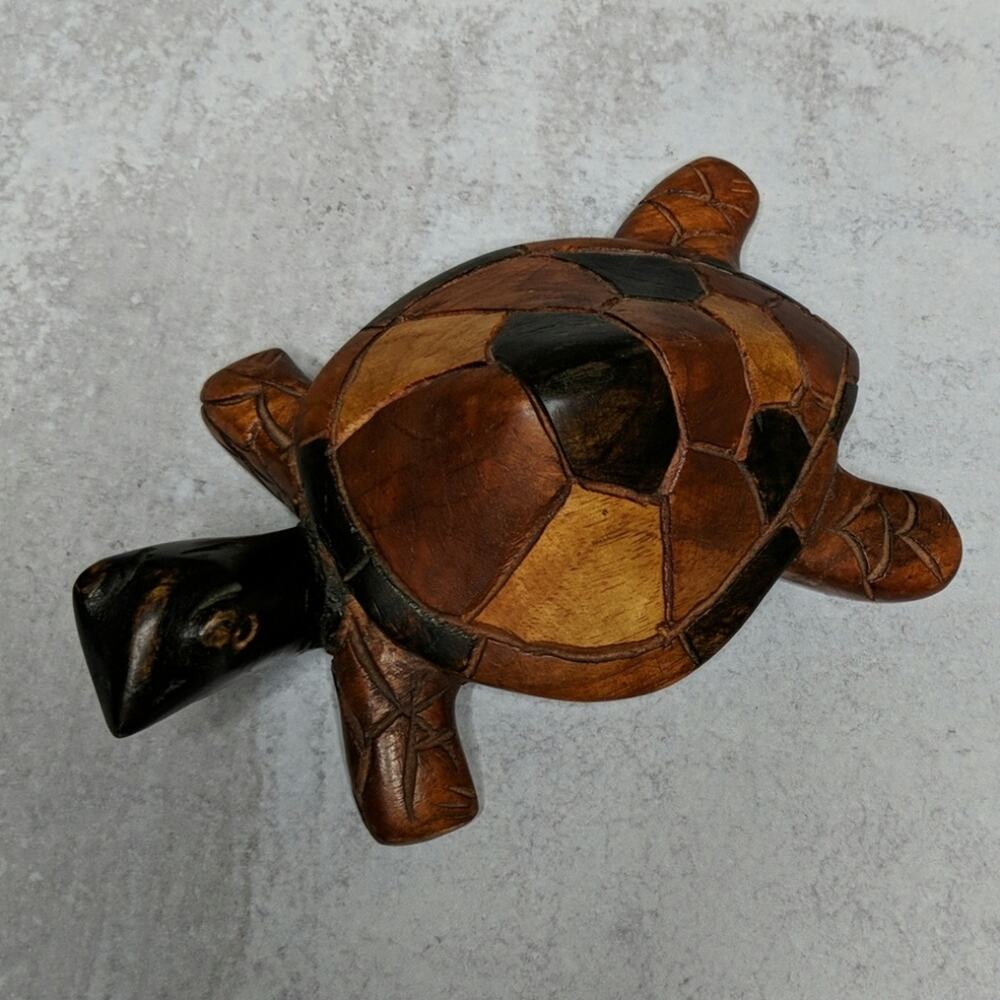 Wooden Carved Turtle - Size O/S - EUC